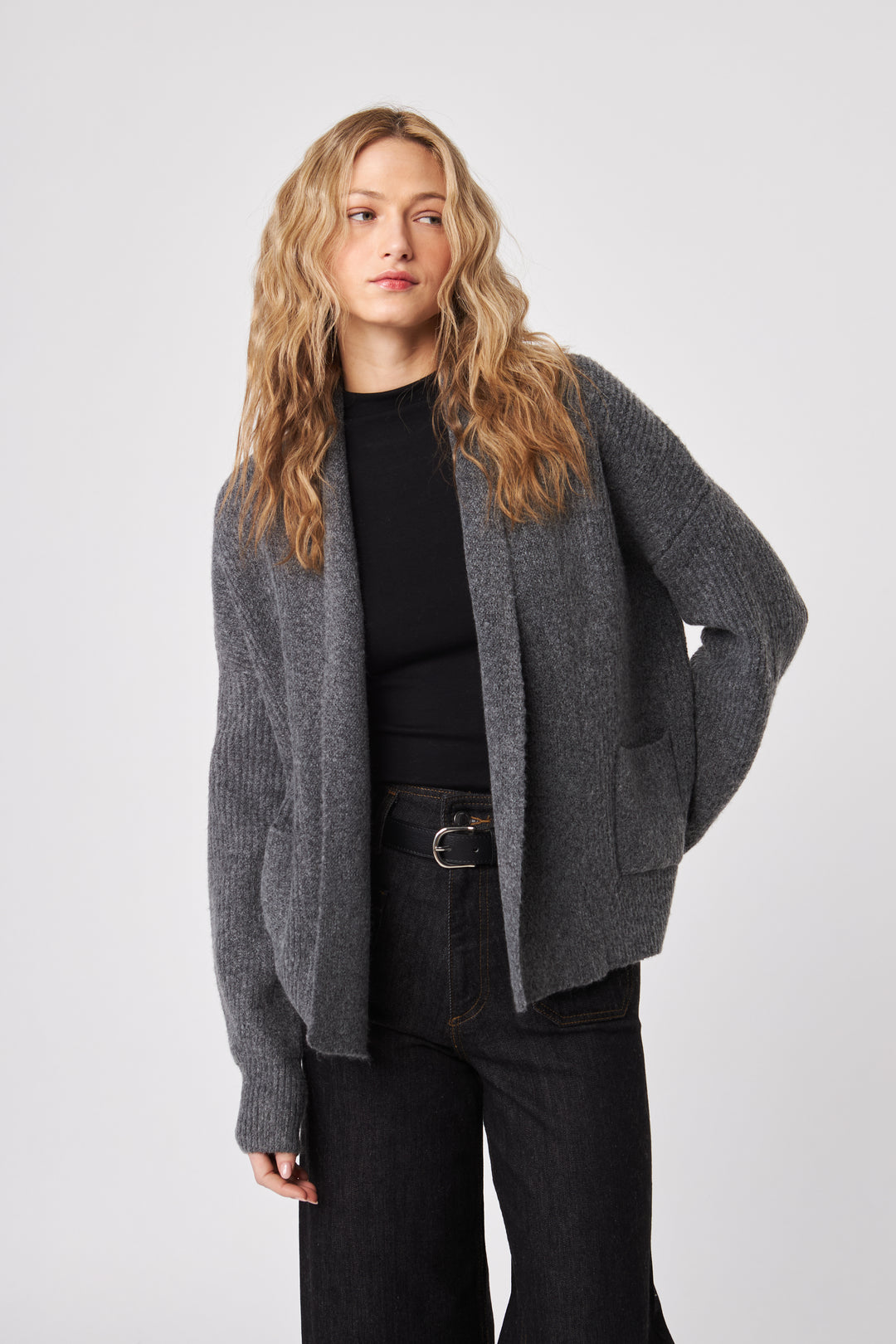 NOAH CARDIGAN (GRANITE) - JOHN+JENN