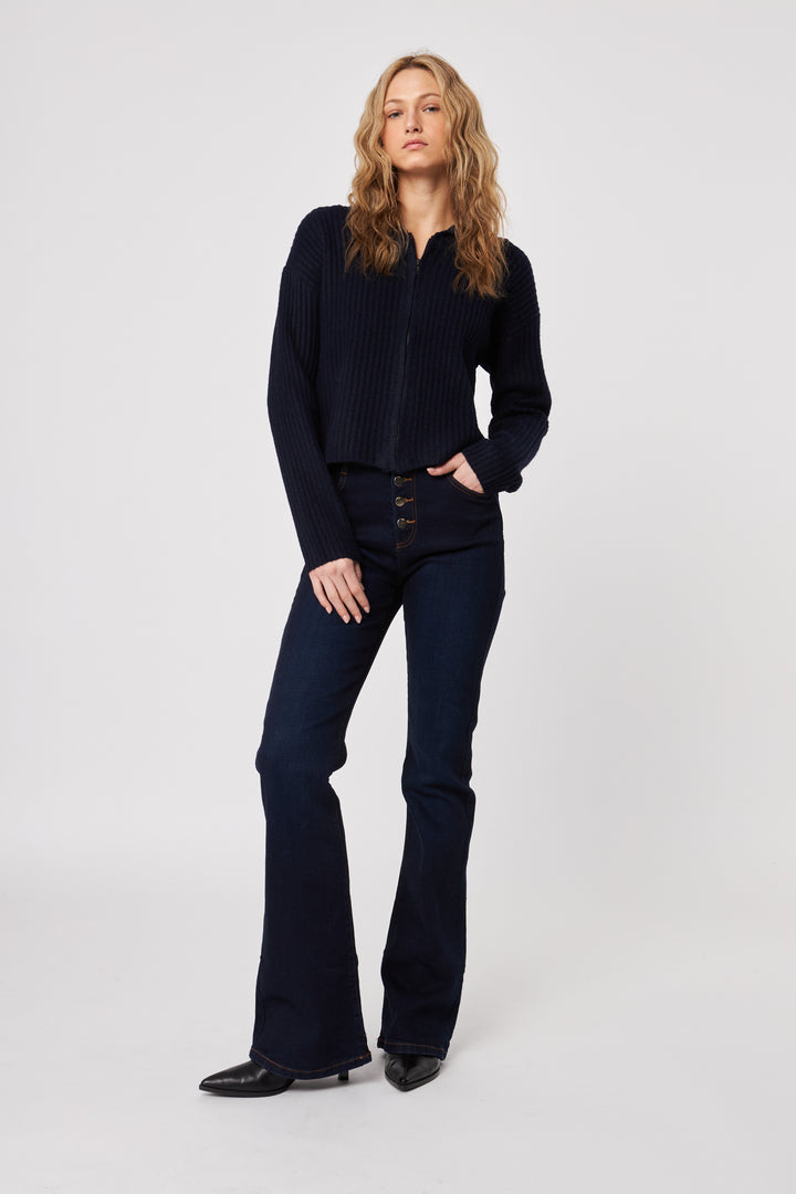 GAVIN ZIP-UP HOODIE (NAVY) - JOHN+JENN