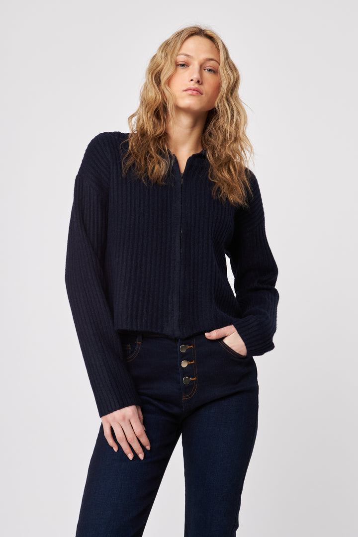 GAVIN ZIP-UP HOODIE (NAVY) - JOHN+JENN