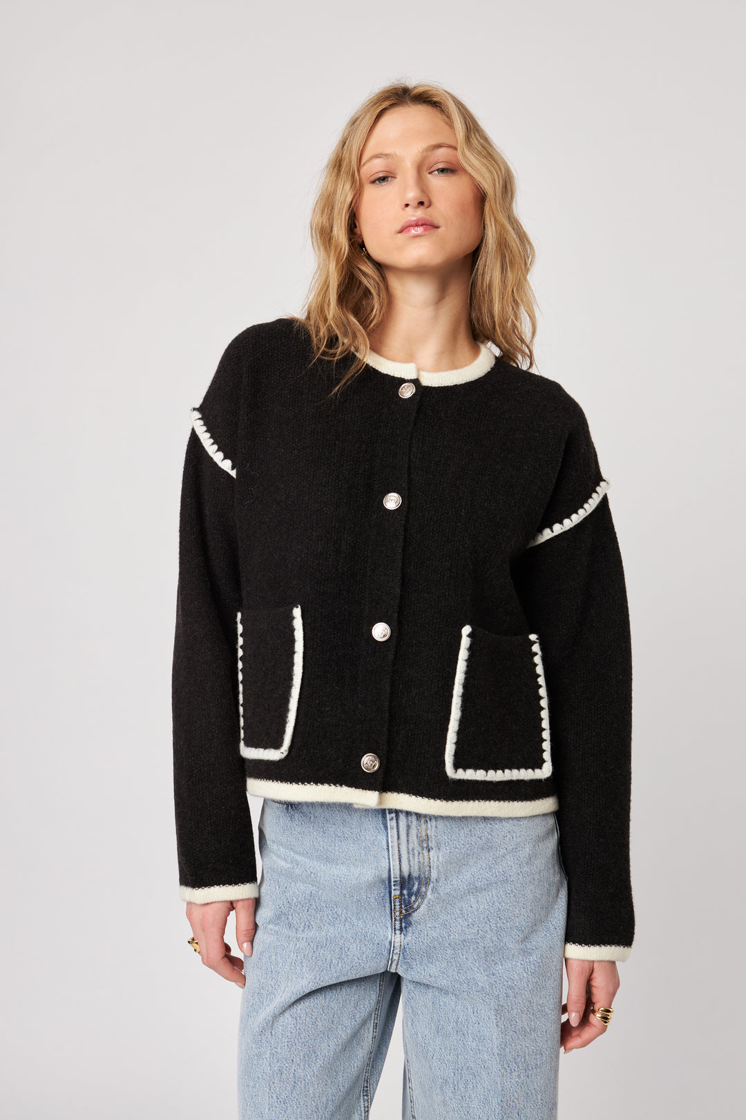 RENE WHITE LINES CARDIGAN - JOHN+JENN