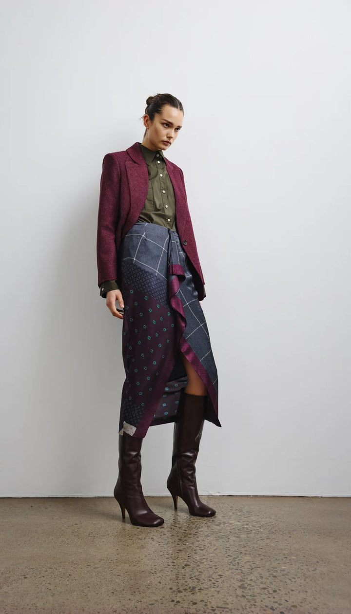 FRONT RUFFLE SKIRT (CARBON SLATE) - SMYTHE