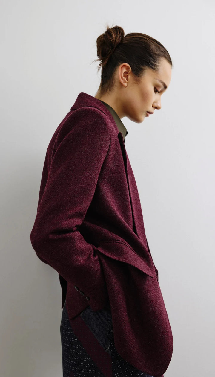 OVERSIZED LONG LAPEL BLAZER (WINE) - SMYTHE