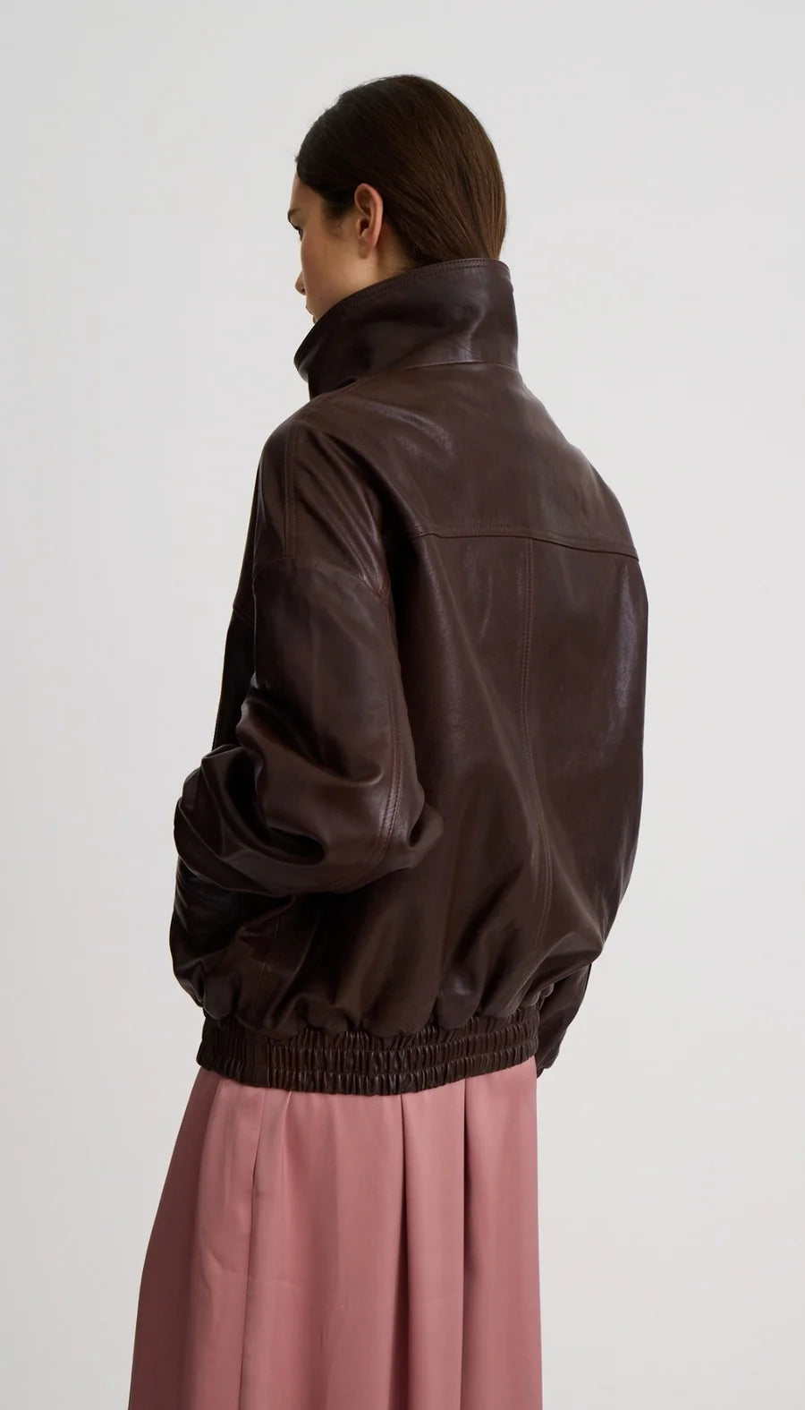 OVERSIZED LEATHER BOMBER (BROWN) - SMYTHE