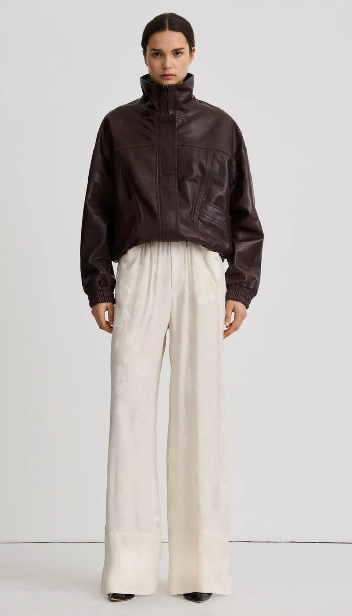 OVERSIZED LEATHER BOMBER (BROWN) - SMYTHE