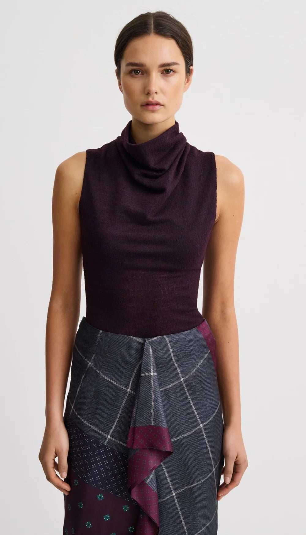COWL NECK KNIT SHELL (WINE) - SMYTHE
