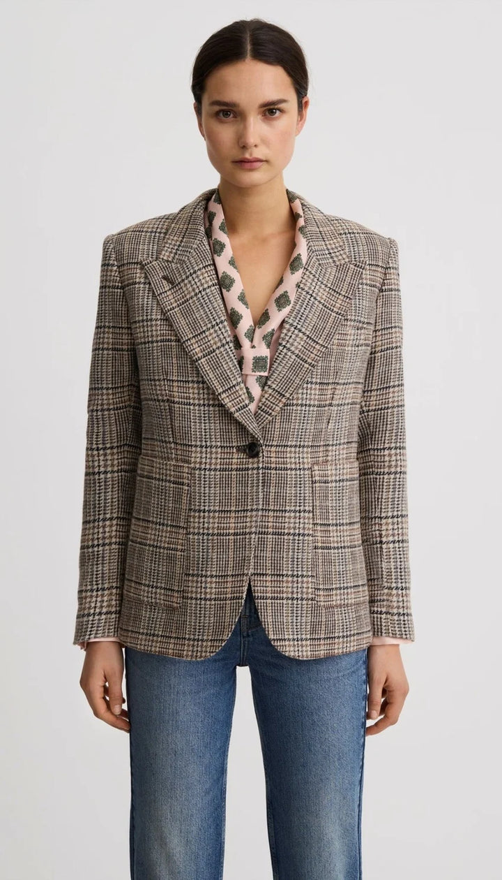 PATCH POCKET 90'S BLAZER (NEUTRAL GLEN CHECK) - SMYTHE