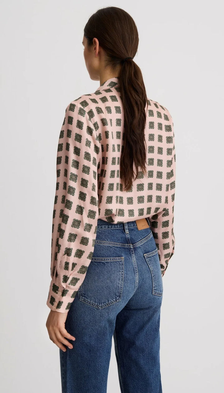V-NECKTIE BLOUSE (MULTI BLUSH) - SMYTHE