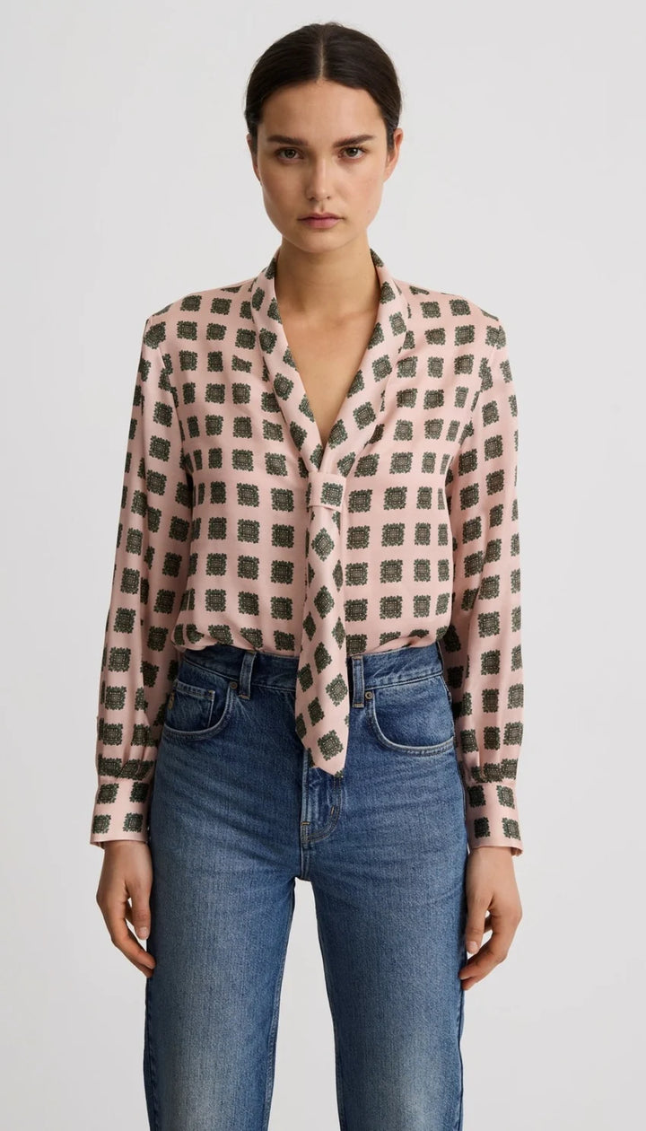 V-NECKTIE BLOUSE (MULTI BLUSH) - SMYTHE