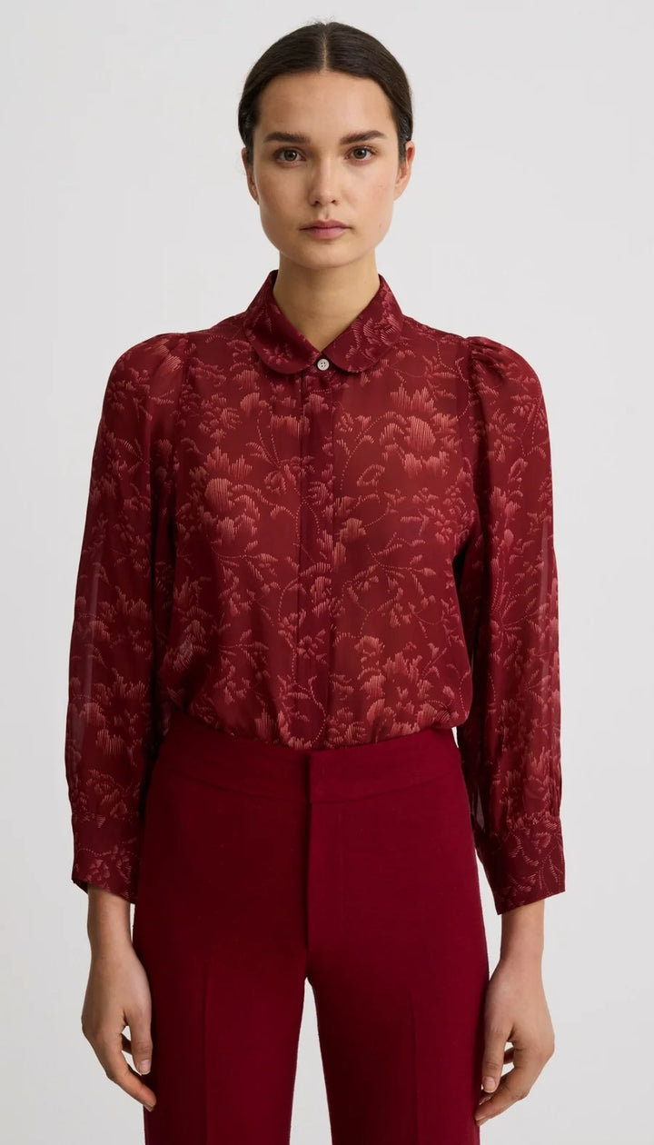 PETER PAN COLLAR BLOUSE (GARNET FLORAL) - SMYTHE