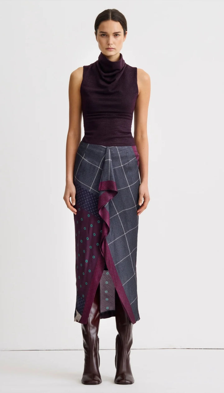 FRONT RUFFLE SKIRT (CARBON SLATE) - SMYTHE