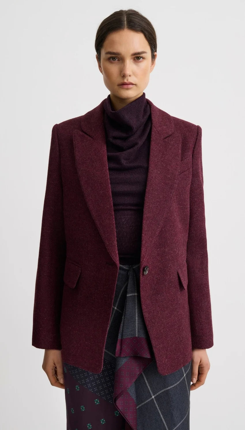 OVERSIZED LONG LAPEL BLAZER (WINE) - SMYTHE