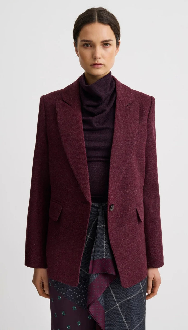 OVERSIZED LONG LAPEL BLAZER (WINE) - SMYTHE