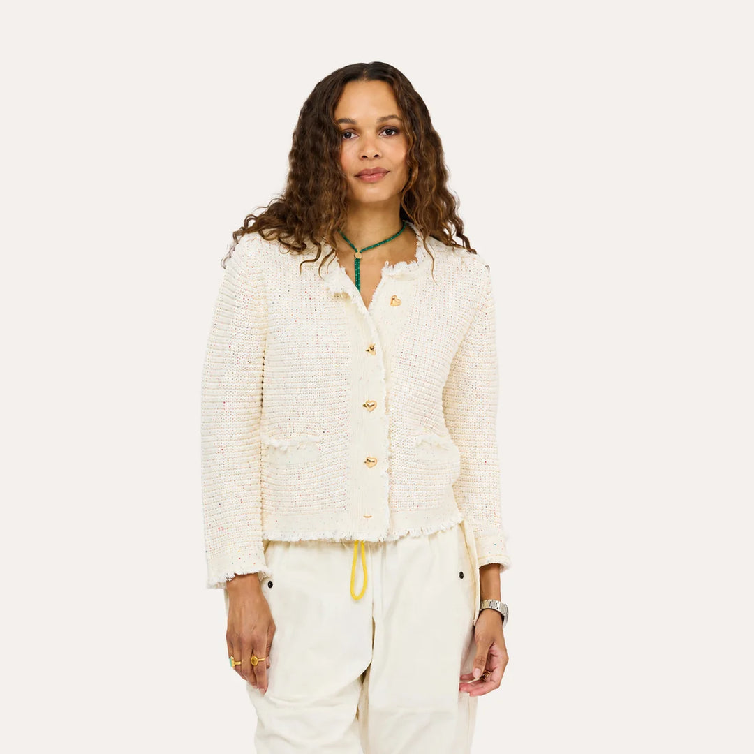 FRINGE BEAU-LERO CARDIGAN (NATURAL) - KERRI ROSENTHAL