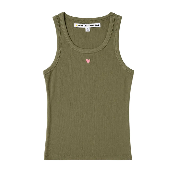 KR HEART TANK (ARMY GREEN) - KERRI ROSENTHAL