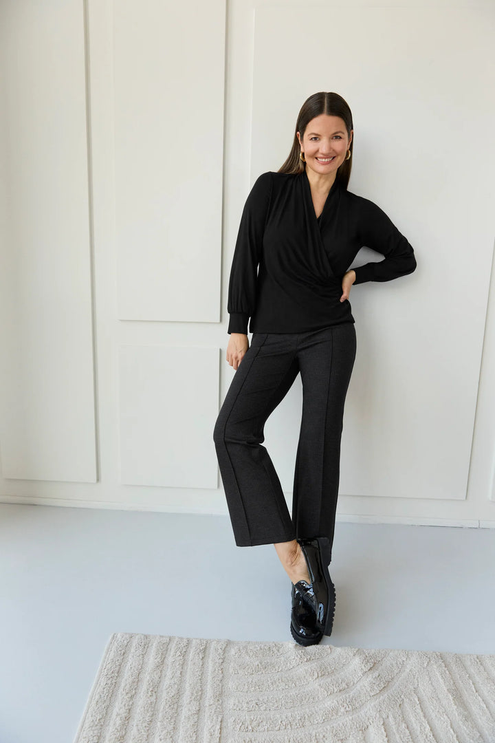 FAUX WRAP TOP (BLACK) - BRENDA BEDDOME
