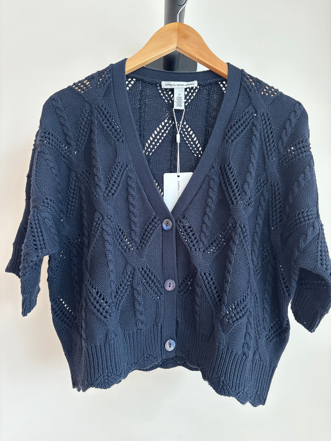 S/S DOLMAN STITCHERY CARDIGAN (NAVY BLUE) - AUTUMN CASHMERE