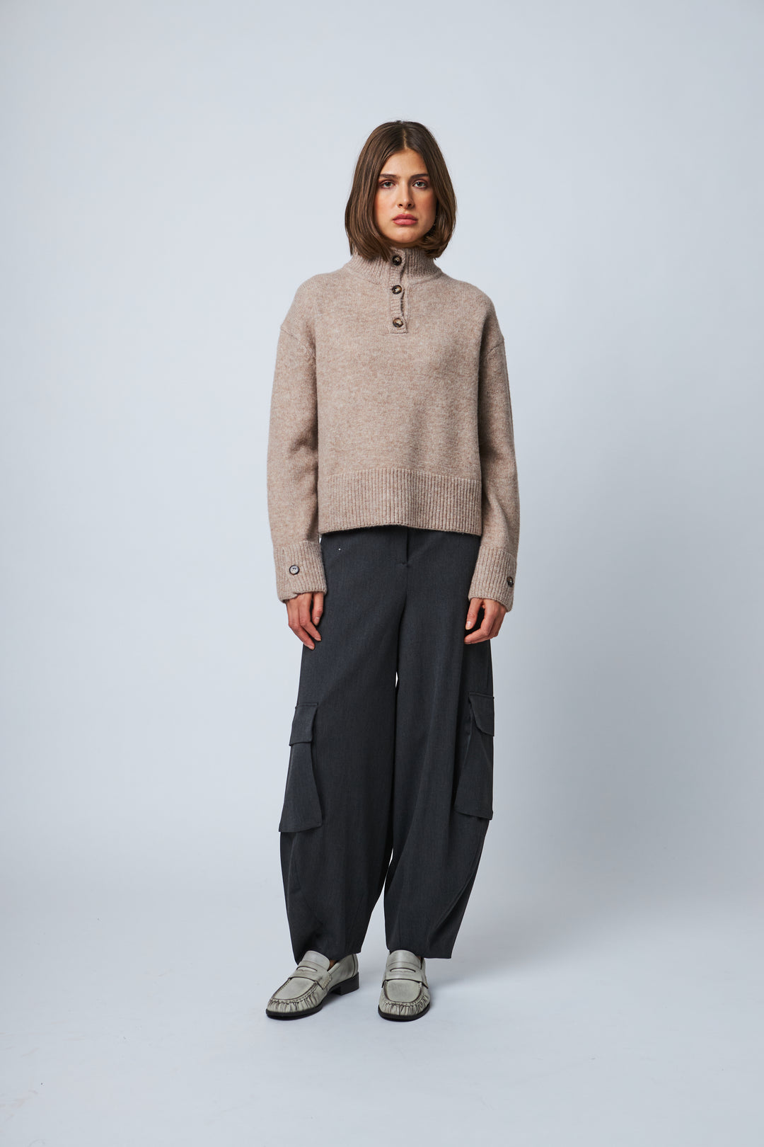 FLORA TURTLENECK SWEATER (MINK MELANGE) - LINE