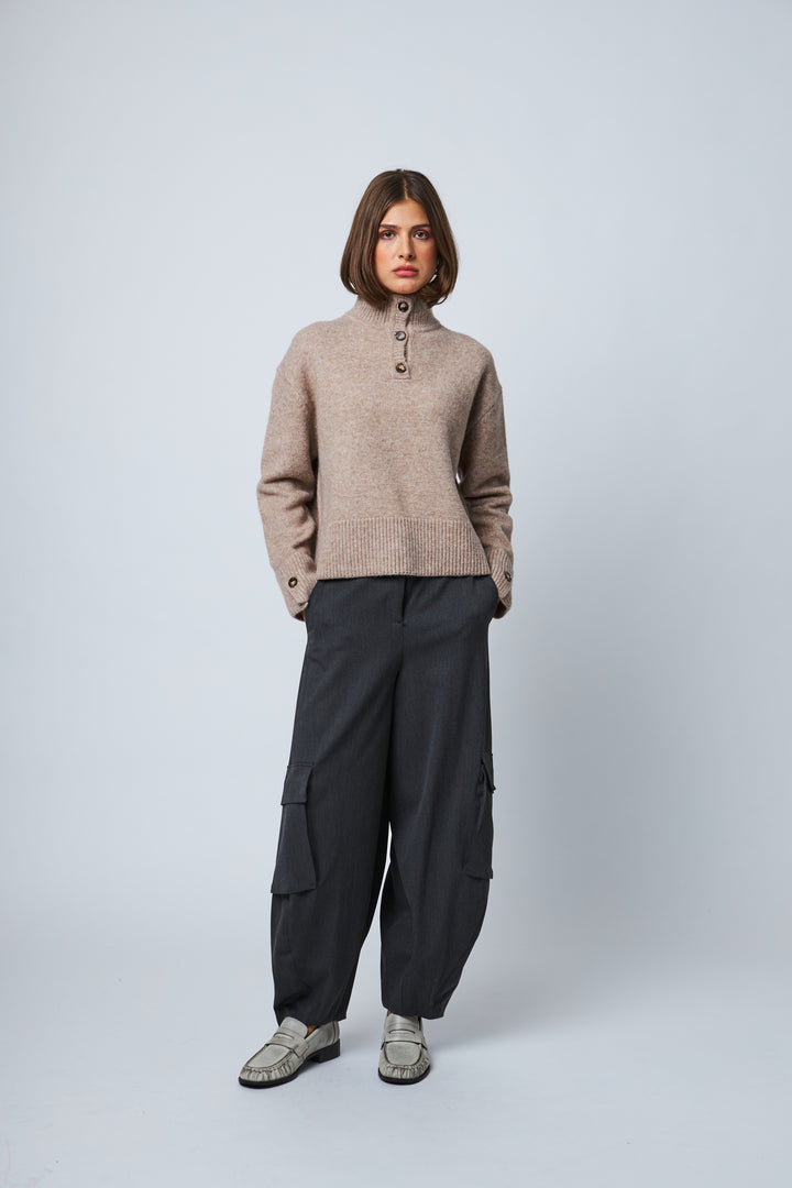 FLORA TURTLENECK SWEATER (MINK MELANGE) - LINE