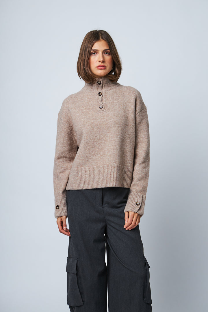 FLORA TURTLENECK SWEATER (MINK MELANGE) - LINE