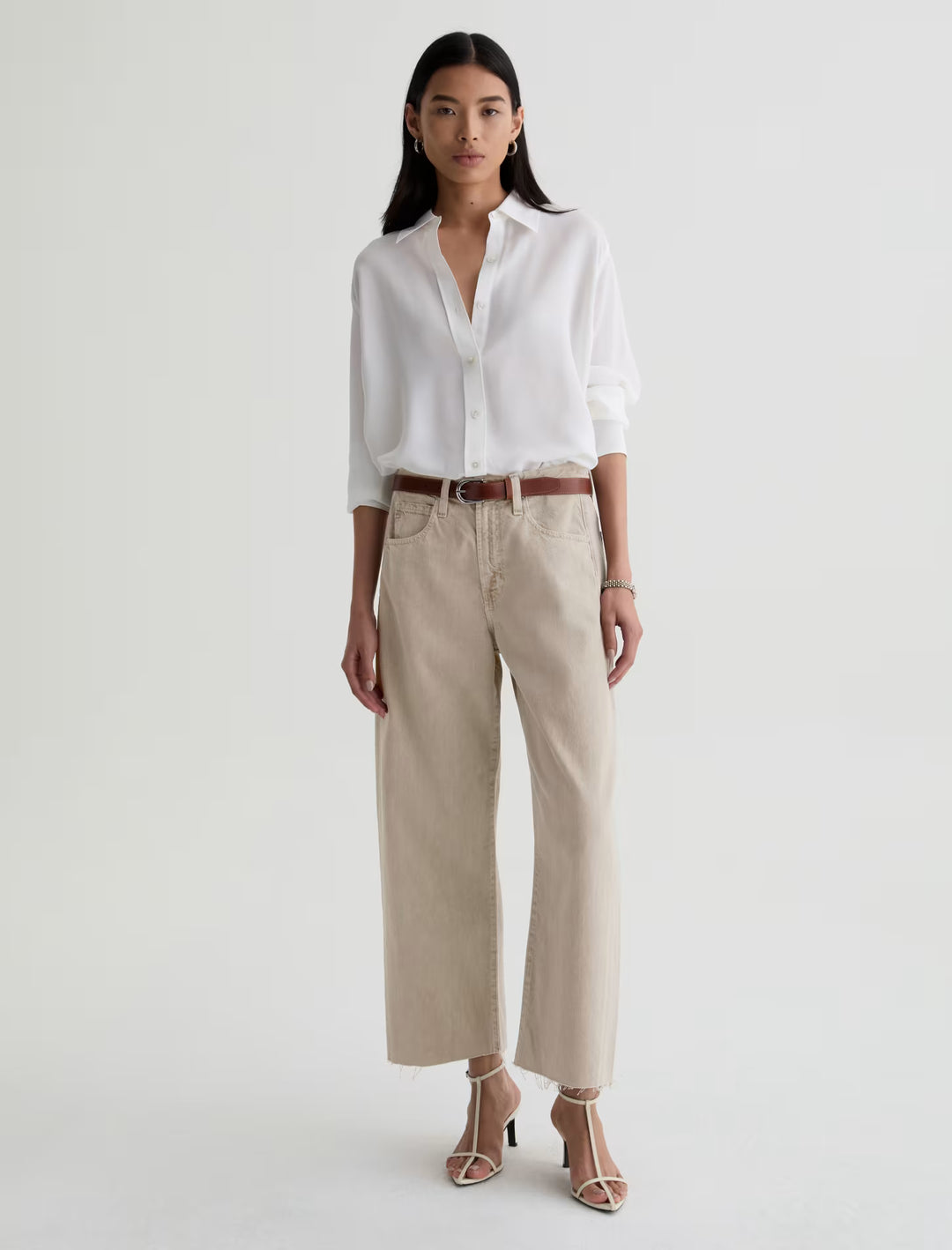 HATTIE CROP (SULFUR LIGHT TAUPE) - A.G. DENIM