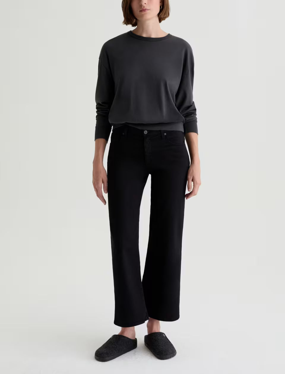 SAIGE WIDE LEG CROP (SUPER BLACK) - A.G. DENIM
