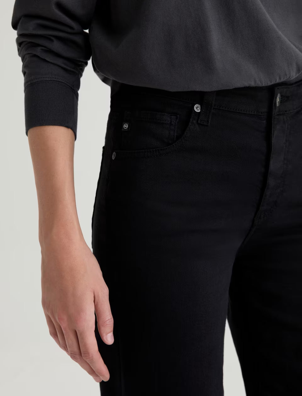 SAIGE WIDE LEG CROP (SUPER BLACK) - A.G. DENIM