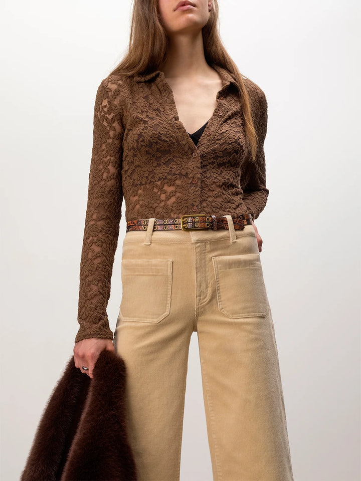DREAMER LACE SHIRT (COCOA POWDER) - SANCTUARY