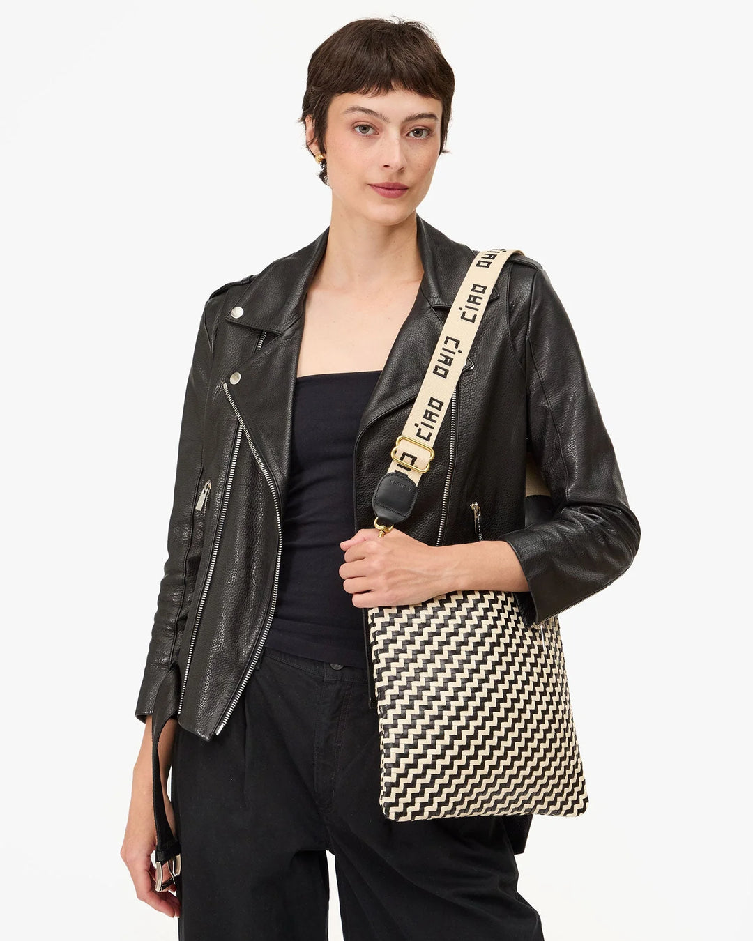 ADJUSTABLE CROSSBODY STRAP (NATURAL/BLACK CIAO) - CLARE V.
