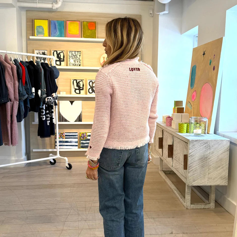 FRINGE BEAU-LERO CARDIGAN (PINK) - KERRI ROSENTHAL