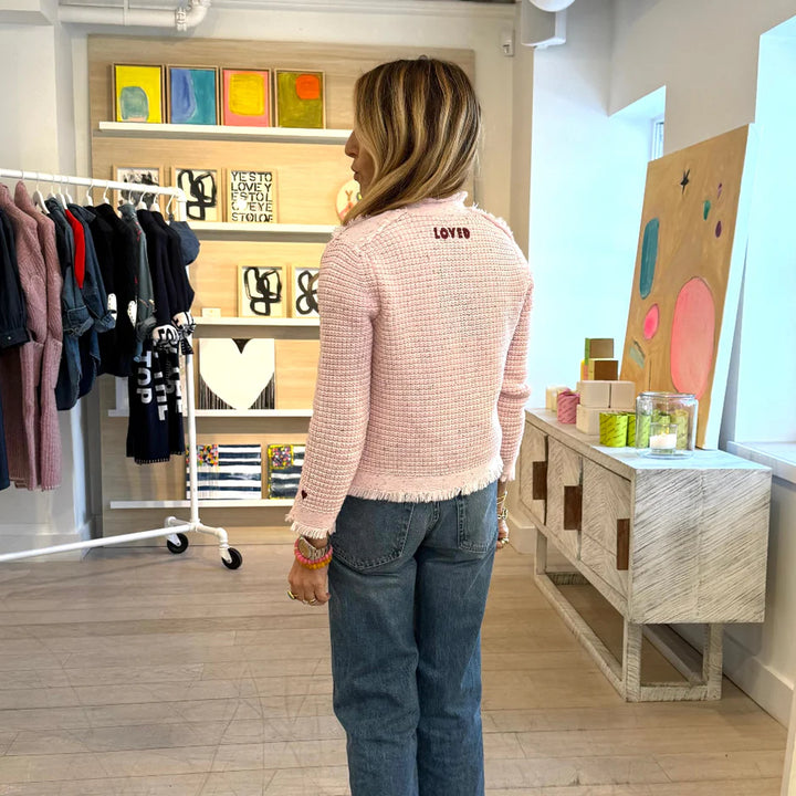 FRINGE BEAU-LERO CARDIGAN (PINK) - KERRI ROSENTHAL