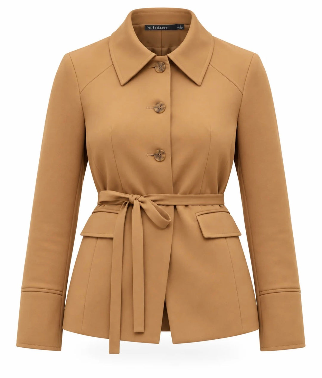 BELTED JACKET WITH FLAP POCKETS (CARAMEL) - IRIS SETLAKWE
