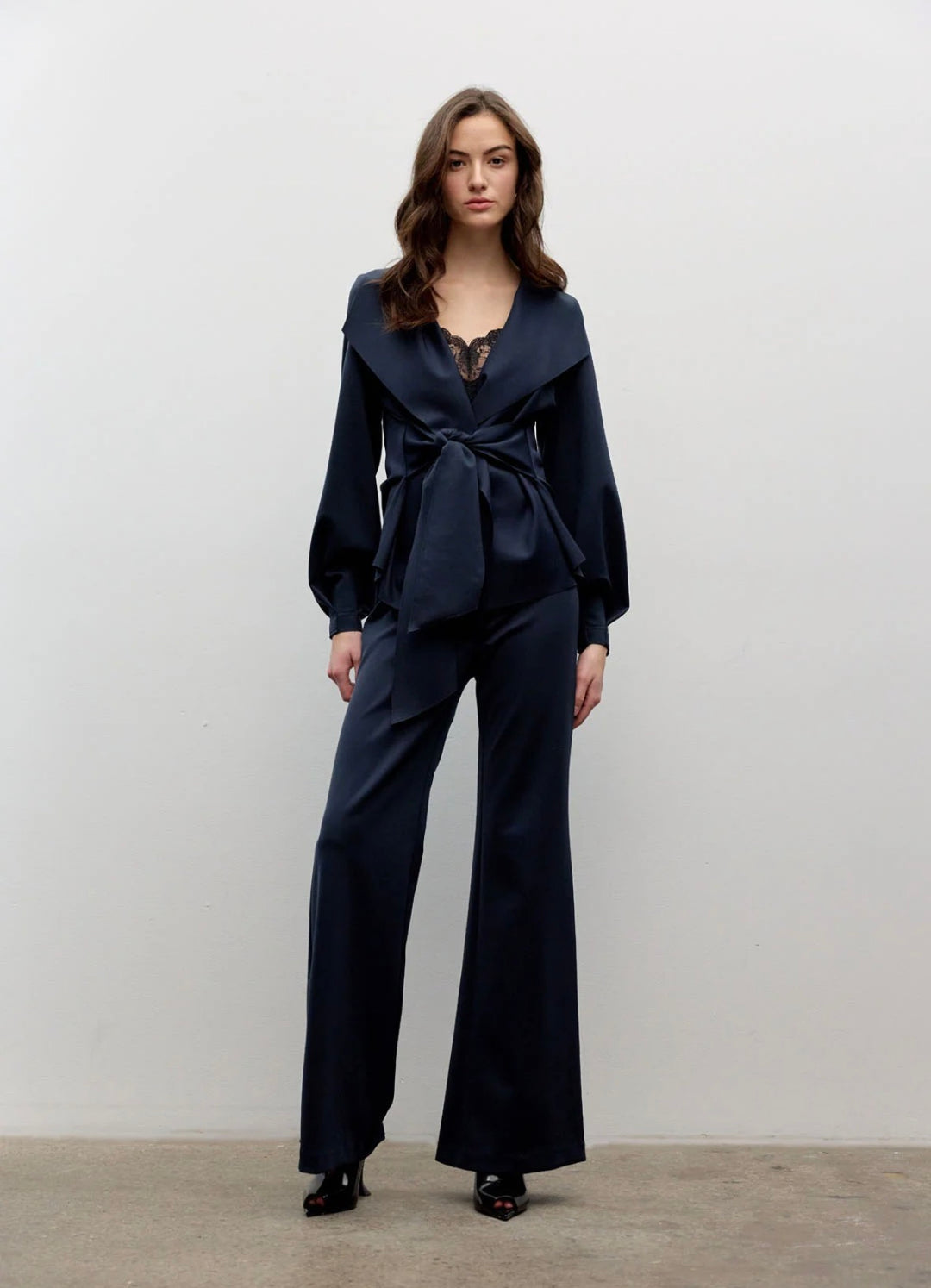 RAW EDGE BELTED JACKET (NAVY) - IRIS SETLAKWE