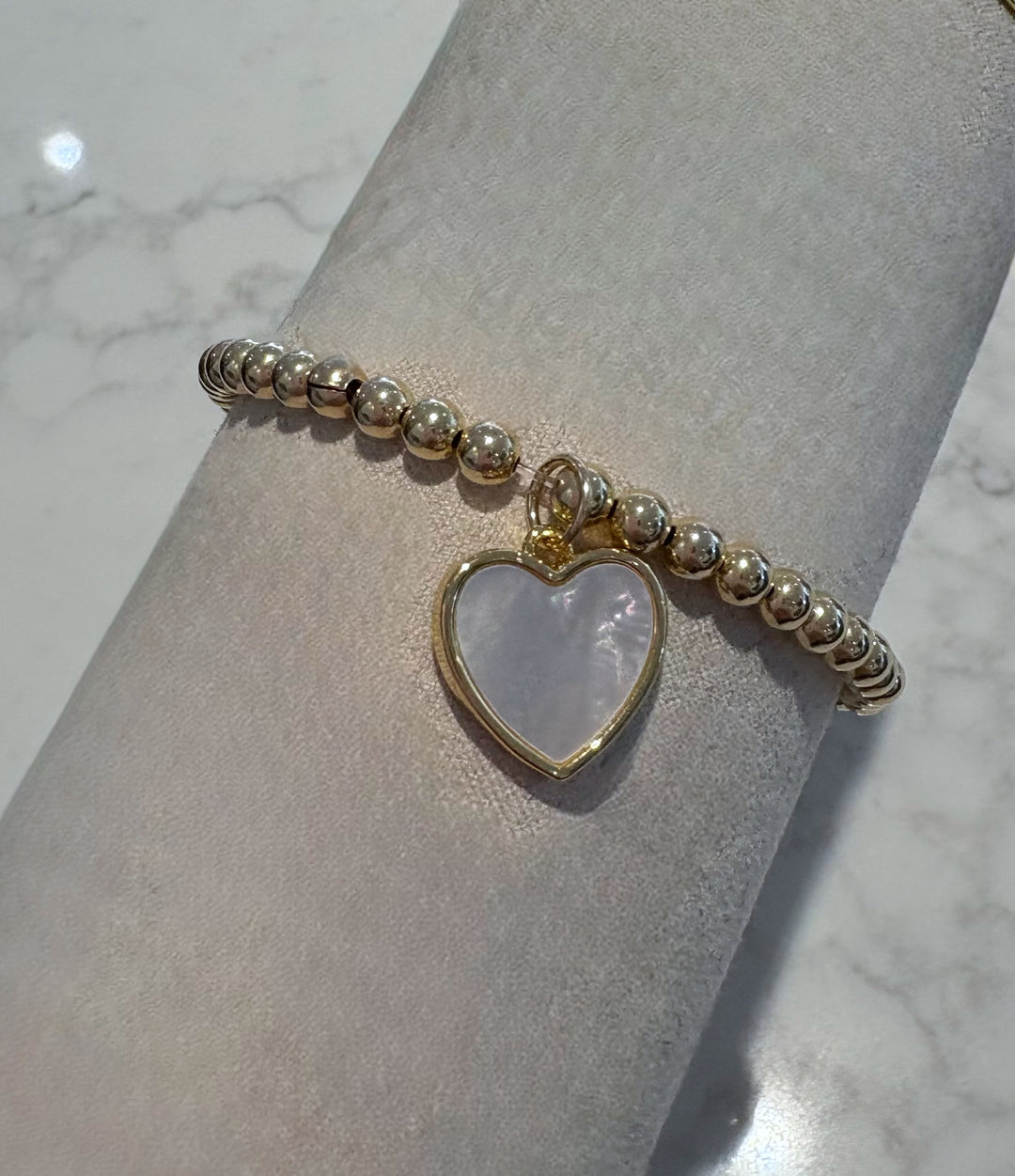 4MM GOLD LEAVE ON WITH HEART CHARM (GOLD) - SASKIA DEVRIES