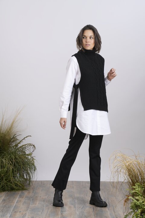 UNORA SIDE TIE TURTLENECK VEST - HUMILITY