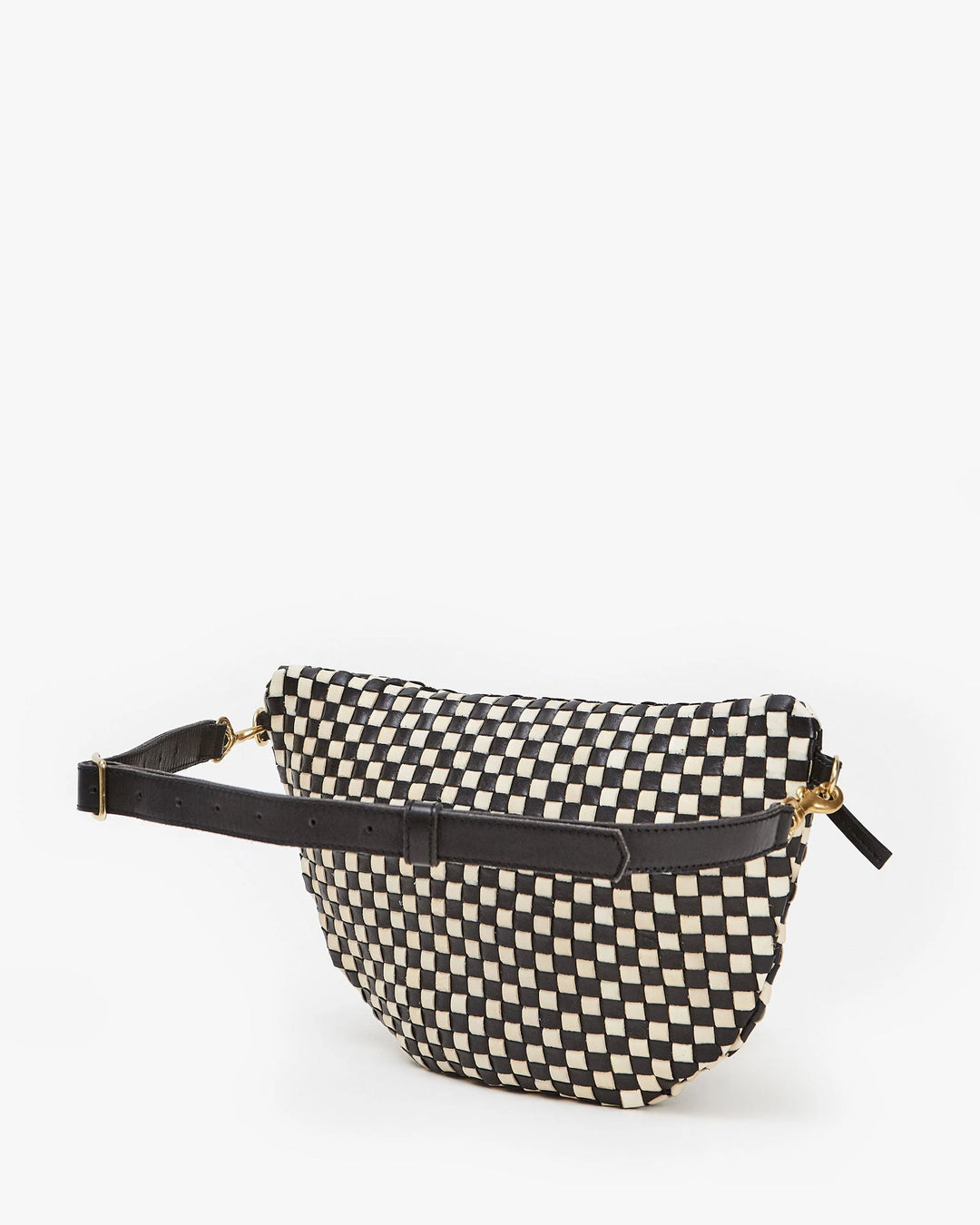 WOVEN CHECKER GRANDE FANNY (BLACK/CREAM) - CLARE V.