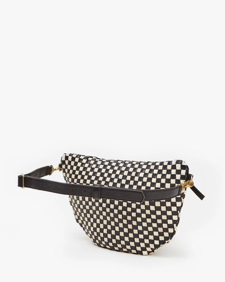 WOVEN CHECKER GRANDE FANNY (BLACK/CREAM) - CLARE V.