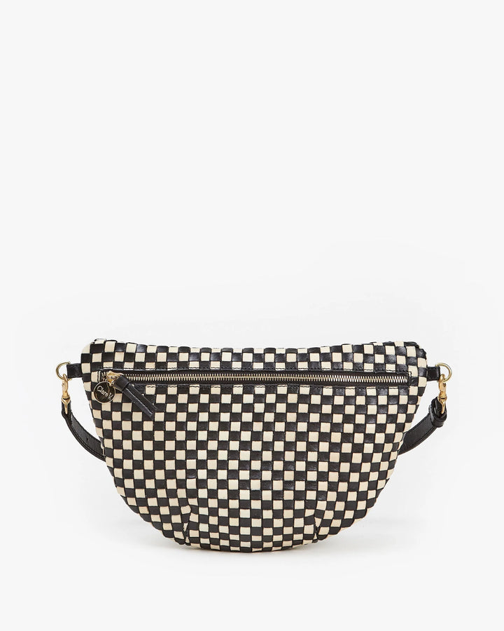 WOVEN CHECKER GRANDE FANNY (BLACK/CREAM) - CLARE V.