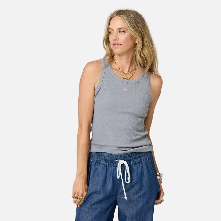 KR HEART TANK (MID GREY) - KERRI ROSENTHAL