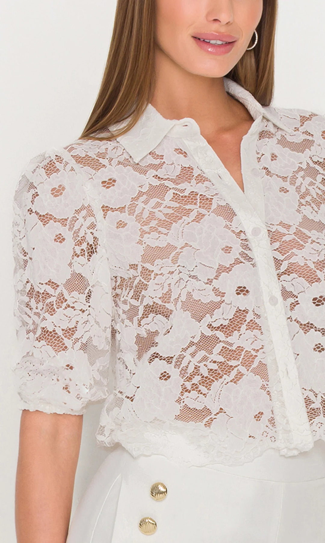 TAMMY MESH LACE SHIRT (WHITE) - GENERATION LOVE