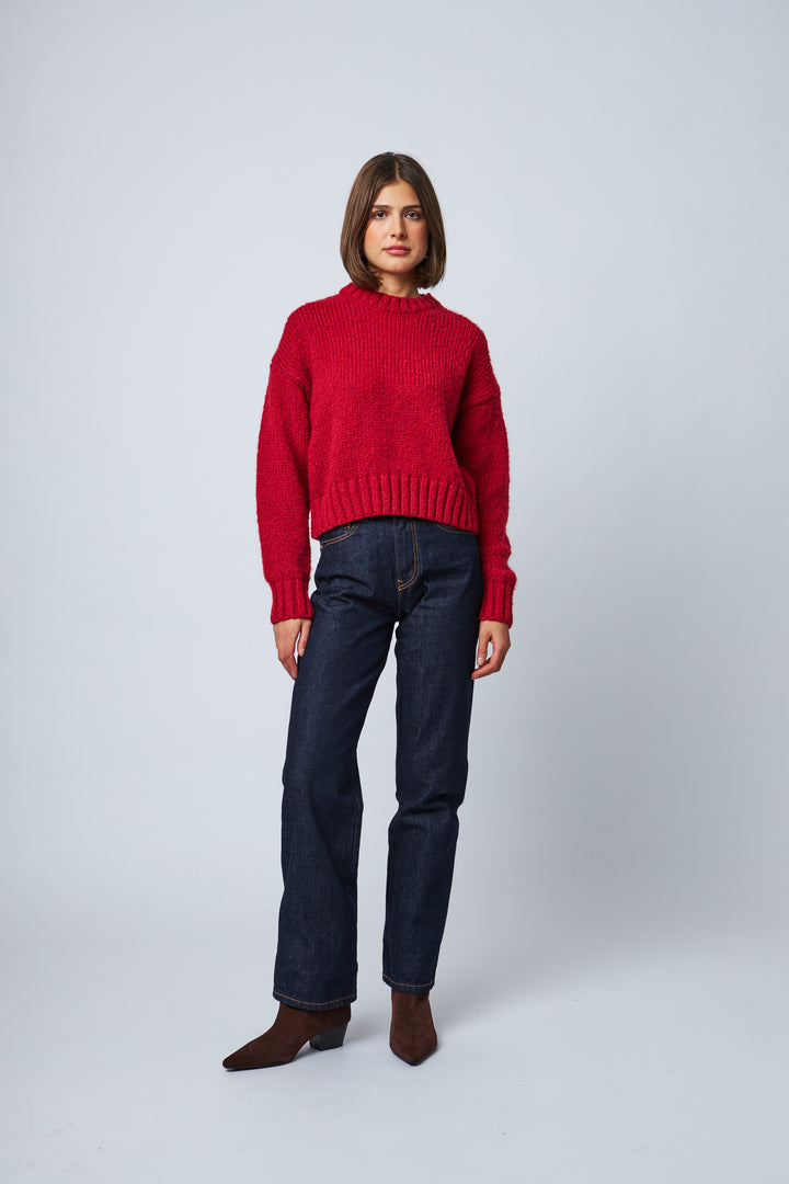 HATTIE CREWNECK SWEATER (POINSETTIA) - LINE