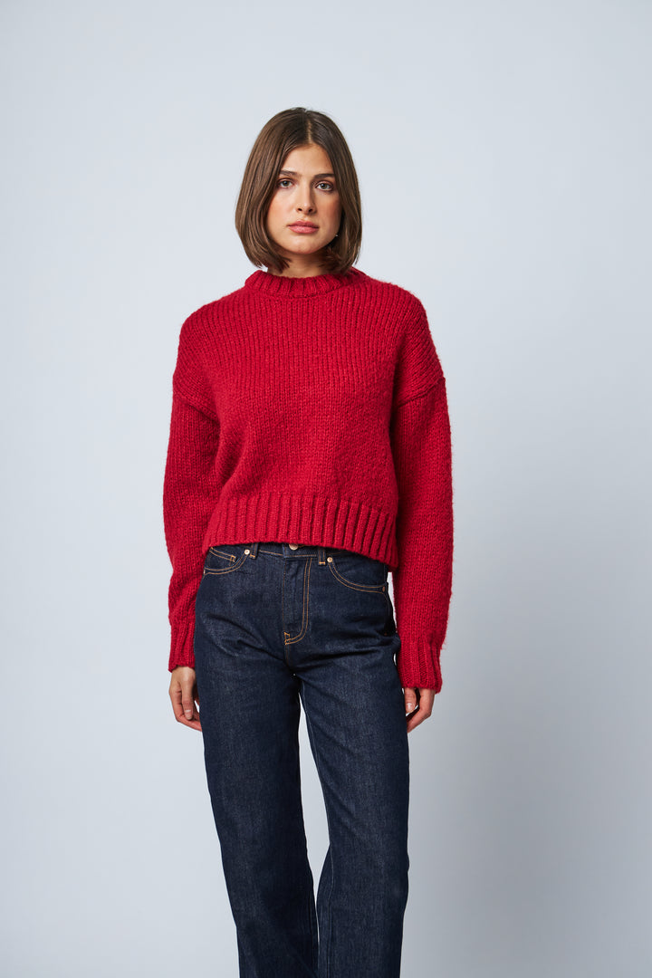 HATTIE CREWNECK SWEATER (POINSETTIA) - LINE
