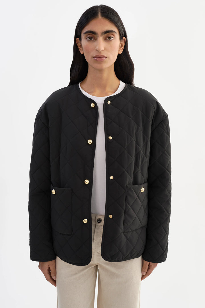 HERA QUILTED COLLARLESS JACKET (BLACK) - LAMARQUE