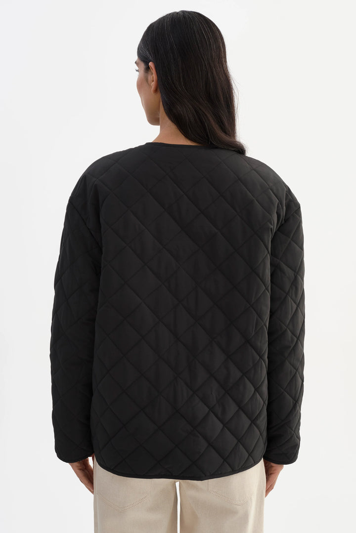 HERA QUILTED COLLARLESS JACKET (BLACK) - LAMARQUE