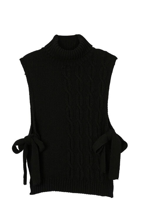 UNORA SIDE TIE TURTLENECK VEST - HUMILITY