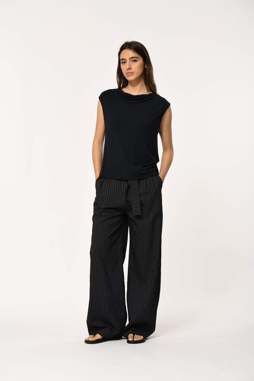 LORIS COWL NECK TOP (NOIR) - HUMILITY