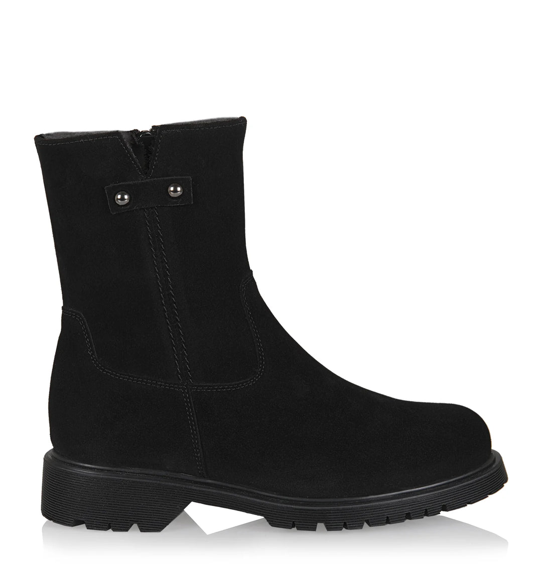 HOGAN SHEARLING-LINED SUEDE BOOTIE (BLACK) - LA CANADIENNE