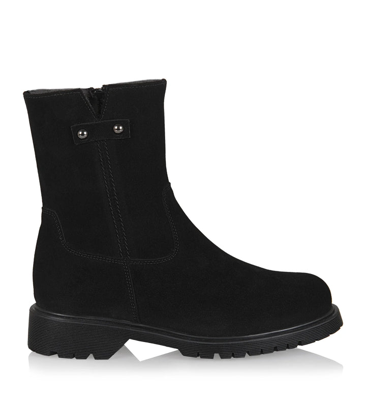 HOGAN SHEARLING-LINED SUEDE BOOTIE (BLACK) - LA CANADIENNE