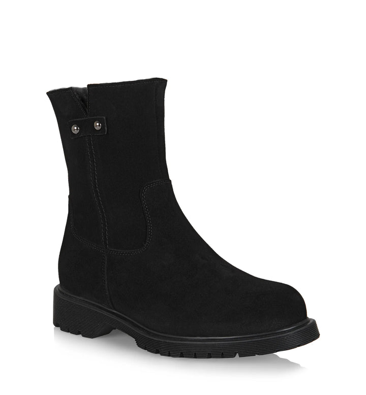 HOGAN SHEARLING-LINED SUEDE BOOTIE (BLACK) - LA CANADIENNE