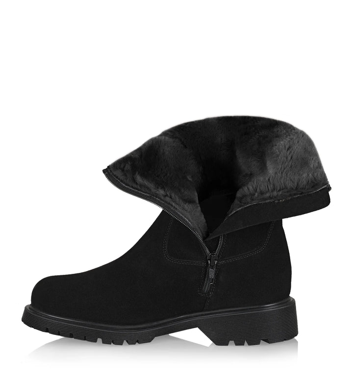 HOGAN SHEARLING-LINED SUEDE BOOTIE (BLACK) - LA CANADIENNE