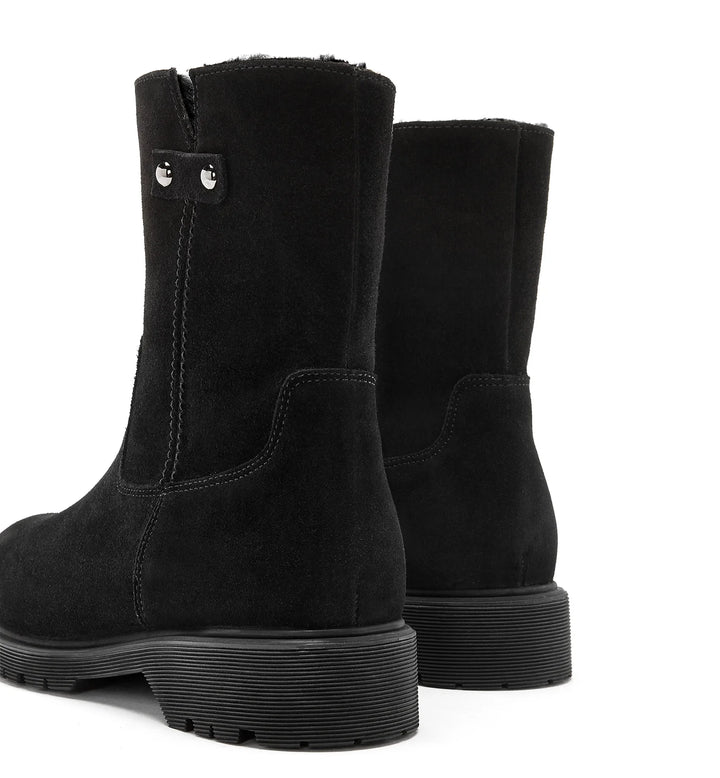 HOGAN SHEARLING-LINED SUEDE BOOTIE (BLACK) - LA CANADIENNE